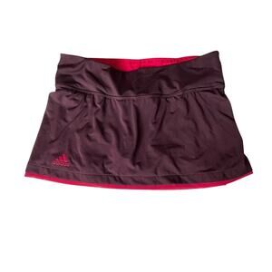 Women's M Adidas Climalite Skort Pickleball Sporty Schoolgirl Burgundy Pink GUC